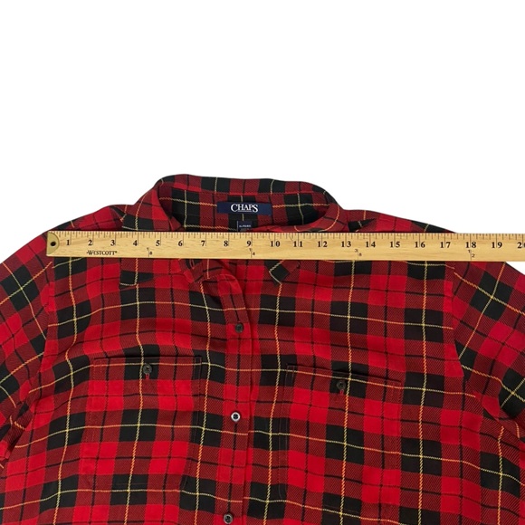 Chaps Red Plaid Button Down Lightweight Shirt Top -Women’s Large - Picture 5 of 12